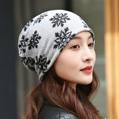 MOMISY Women Unisex Winter Beanie Hat & Neck Warmer | Knitted Multifunctional Scarf Cap with Letter Print | Warm Pullover Hat (in, Alpha, Free Size, GreyStar)