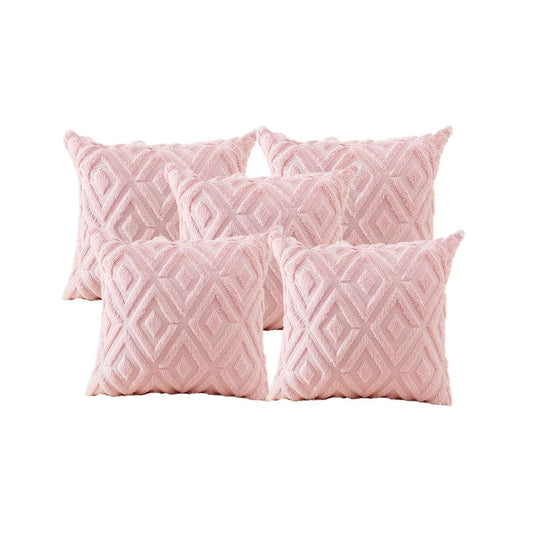 MOMISY Corduroy Cushion Throw Pillow Covers, Diamond, 45 x 45 cm, 18 x 18 inch (5, Pink5)