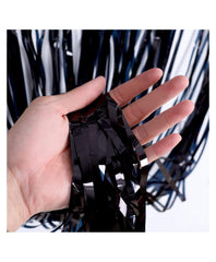 SYGA 1 Pieces 2x1 Meter Decoration Tinsel Curtain Foil for Photo Backdrop Party Celebrations (Black)
