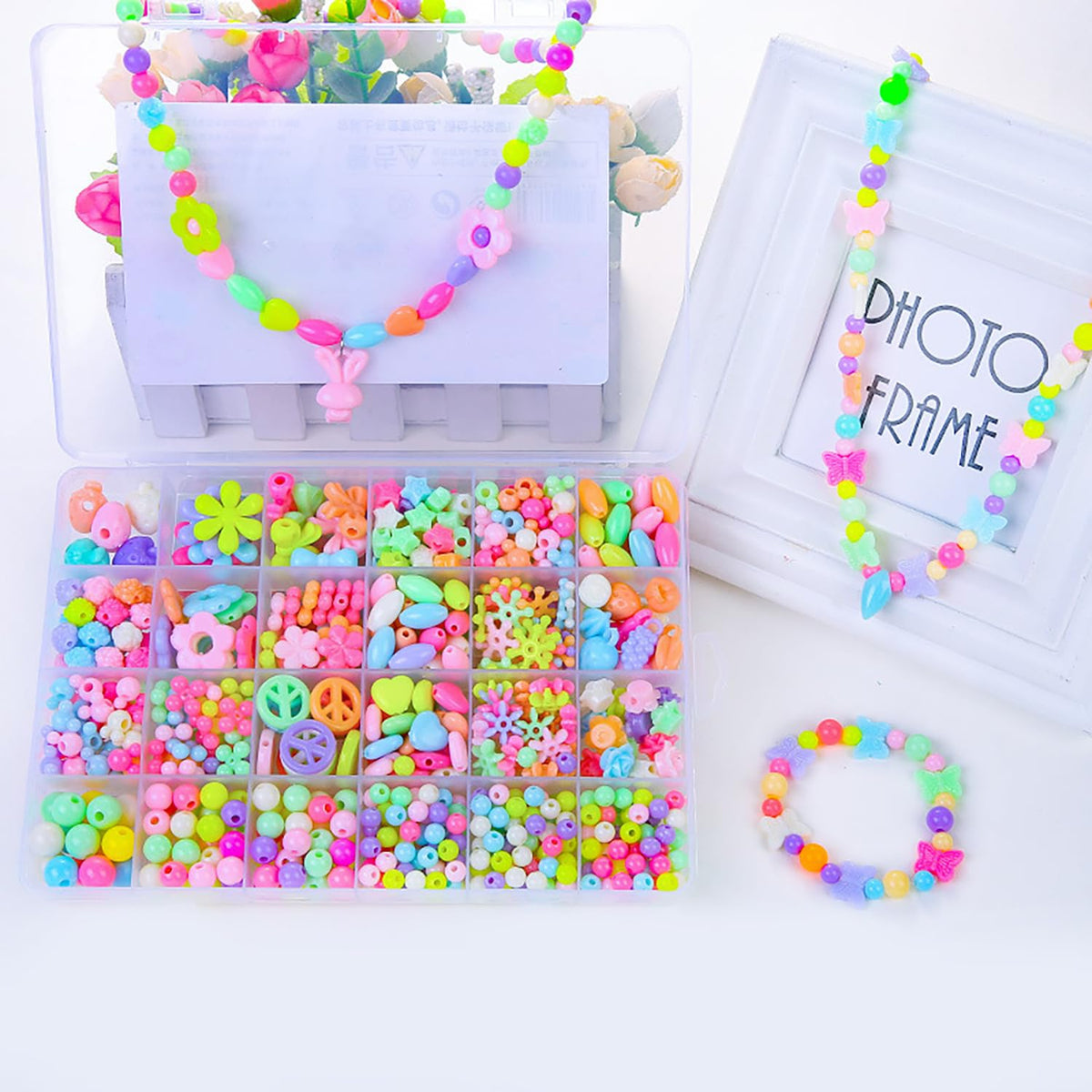 SYGA Beads for Kids Crafts Children's Jewelry Making Kit DIY Bracelets Necklace Hairband and Rings Craft Kits Birthday for 4, 5, 6, 7-Year-Old Little Girls-Multicolor (DIYBeadsSet-26)