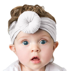 SYGA Pack Of 2 Baby Headbands Soft Cotton Strechable Turban Hairbands For Newborn Infant Toddlers Kids 0-3 Years (Pink-Grey)