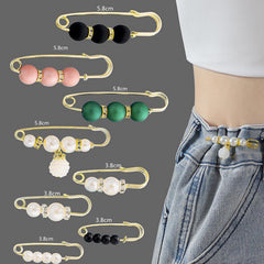 SYGA 8 Pcs Safety Pins Adjustable Fashion Waist Pin Women Trousers Pearl Brooch Collar Pin Pin Buckle Waist Pants Garment Apparel Accessories - N1