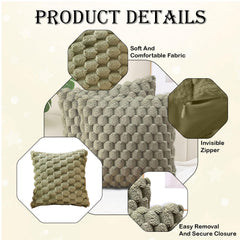 MOMISY Corduroy Cushion Throw Pillow Covers, Honeycomb Pattern, 45 x 45 cm, Set of 5 (Green)