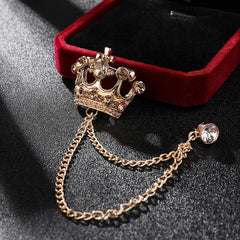 SYGA Men's & Women Suit Shirt Stud Lapel Pin Chain Tassel Brooch Pin with Crystal Chain(Golden Champagne Diamond)