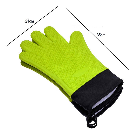 SYGA Set of 2 Cotton Lining Oven Gloves Environmentally Friendly Silicone Honeycomb Texture Non-Slip Thickening Insulation(Black)