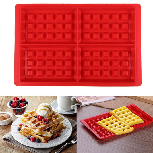 Syga 4 Cavity Waffle Silicone Mold Cake Chocolate Craft Candy Soap Baking Mold