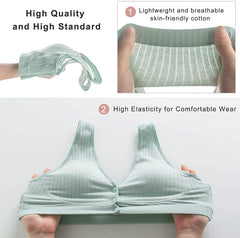 Momisy Women's Cotton Lightly Padded Wire Free Maternity Bra Green