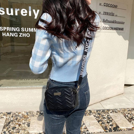 SYGA Women's Printed White Shoulder Strap Crossbody Small Square Bag Avy Pattern Embroidered