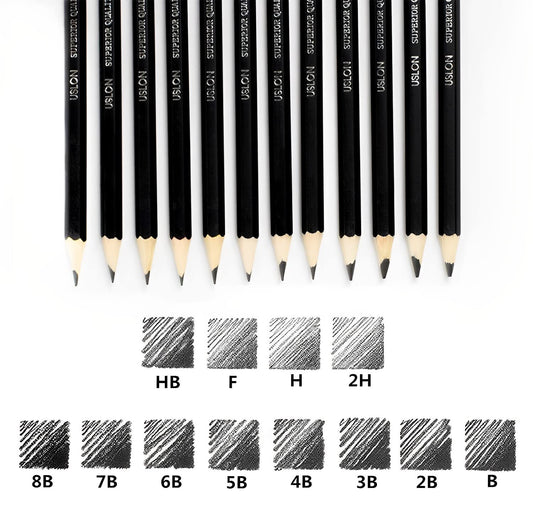 SYGA Professional Sketch and Drawing Pencils ?Art Pencil Box Contains 12 Pieces Set B 2B 3B 4B 5B 6B 7B 8B HB H 2H F