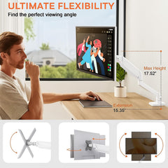 SYGA Adjustable Monitor Arm Stand for 17- to 32-Inch Flat Screen Monitors, Telescopic Cooling Desktop Computer Monitor Stand, White