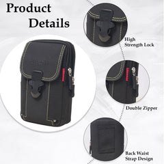 MOMISY Men’s Nylon Multi-Purpose Utility Pouch – Solid Color Outdoor Travel Phone Bag with Buckle Closure(Black)