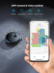 Laresar Robot Vacuum Cleaner With Mop,3500Pa 200 minutes runtime With 3L Self Emptying Station,Works With Alexa,Editable Map,Lidar Navigation,3-In-1 Robot Hoover For Pet Hair,App Control(L6 Nex),Black