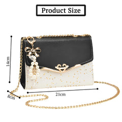 SYGA Women's Crossbody Clutch Sling Bags with Chain with Pearls and Coin Purse Mobile Phone Bag(Black)