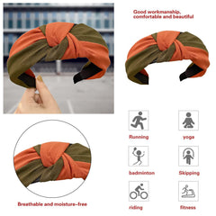 MOMISY Knotted Hairband Headband Cross Hair Band Accessories for Women and Girls (Brown Green)