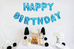 SYGA 16 Inch Happy Birthday Foil Balloon Set Party Decorantion Blue Star Aluminum Letter, 13 Pieces