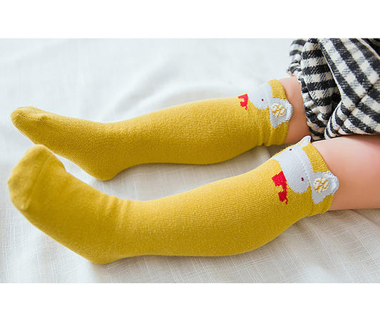 SYGA 3 Pairs Baby Cotton Long Tube Over-the-Knee Socks - Spring and Autumn, Suitable for 0-3 Years Old(Sleepy Bear)