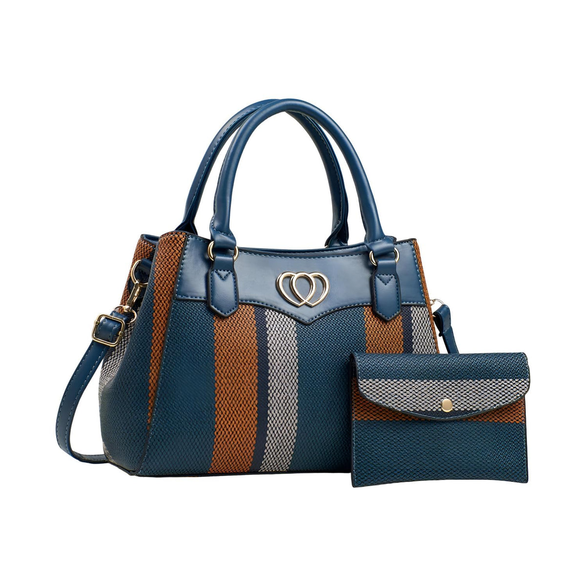 SYGA 2 Pcs Women's Stylish Contrast Color Handbag with Wallet | Medium Tote Bag with Shoulder Strap | Ideal for Daily Use & Gifting