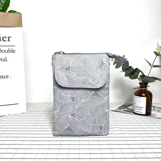 MOMISY Content generated Canvas Mobile Bag Cellphone Sling Card Holder Wallet Handbag, Crossbody Multi-function Shoulder Bag for Girls (Light Grey)