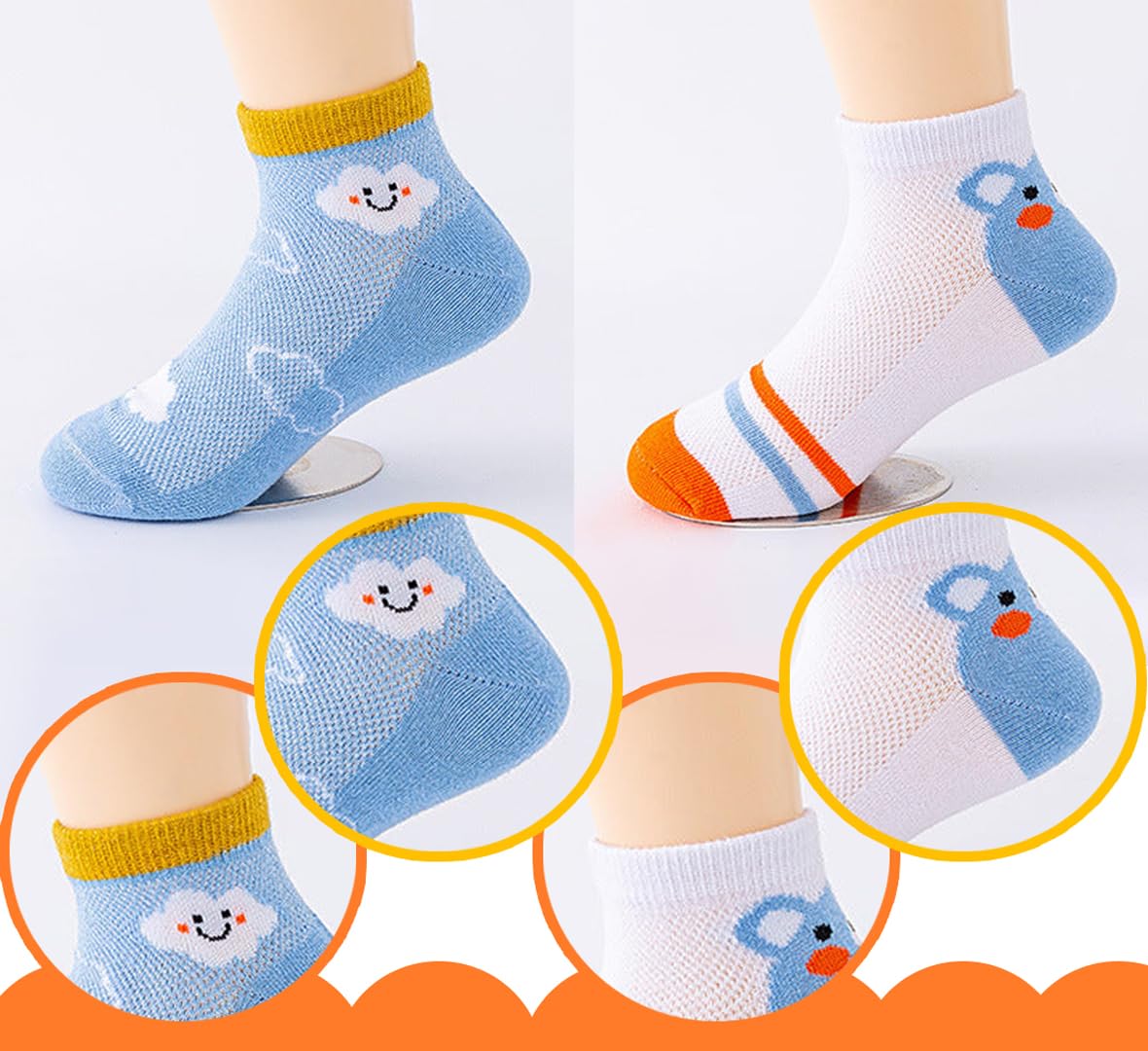 SYGA 5 Pairs Baby Girl & Baby Boy Socks, Toddlers Kids Socks Cotton Stretch Crew Socks with Cloud Design, Suitable for 3 to5 Years baby