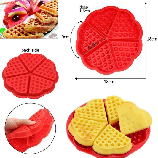 Syga Heart-Shaped Silicone Waffle Mold Cake Cookie Muffin Chocolate Bakeware Baking Tool, Orange