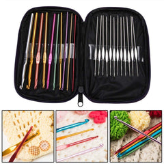 SYGA Aluminium Crochet Hooks Knitting Needles Set with Case (Multicolour) - 22 Pieces