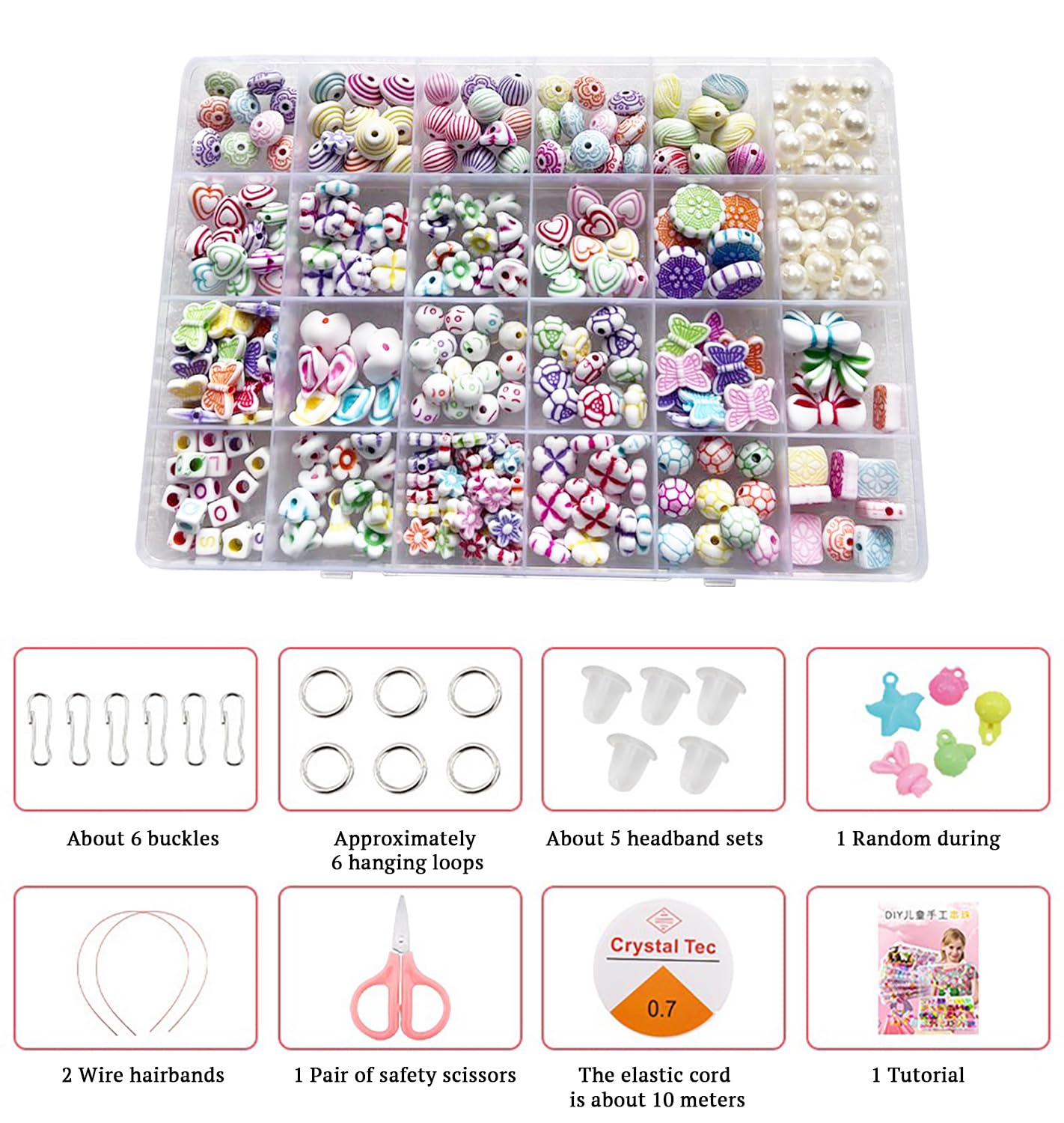 SYGA Beads for Kids Crafts Children's Jewelry Making Kit DIY Bracelets Necklace Hairband and Rings Craft Kits Birthday for 4, 5, 6, 7-Year-Old Little Girls-Multicolor (DIYBeadsSet-12)