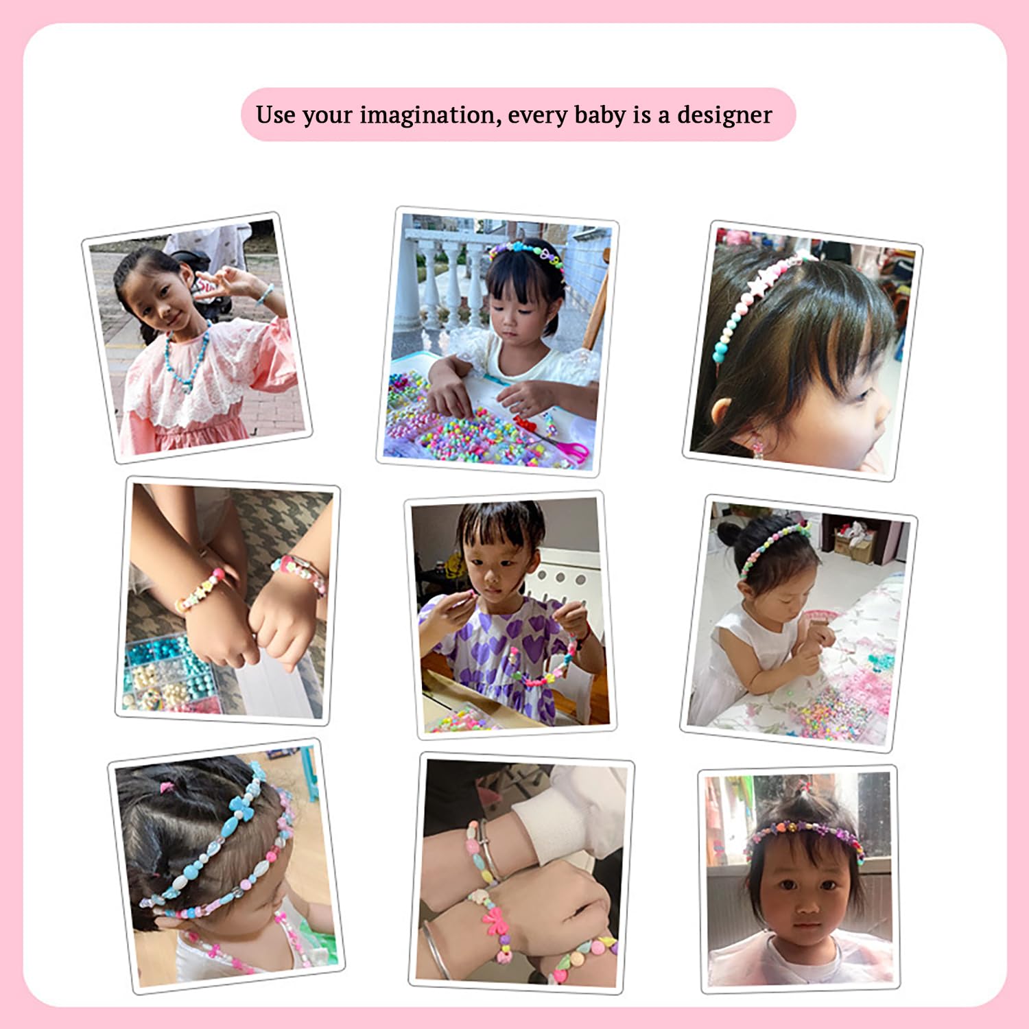 SYGA Beads for Kids Crafts Children's Jewelry Making Kit DIY Bracelets Necklace Hairband and Rings Craft Kits Birthday for 4, 5, 6, 7-Year-Old Little Girls-Multicolor (DIYBeadsSet-20)