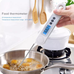 SYGA Instant Read Cooking Thermometer Digital Food Thermometer Backlit LCD Display Foldable Long Probe and Auto On/Off Very Suitable for Kitchen Cooking BBQ Water Meat Milk-White
