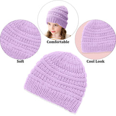 SYGA Winter Woolen Hat Knitted Warm Wool Hat for Girls and Boys (Beige) 6MONTH-5 Years