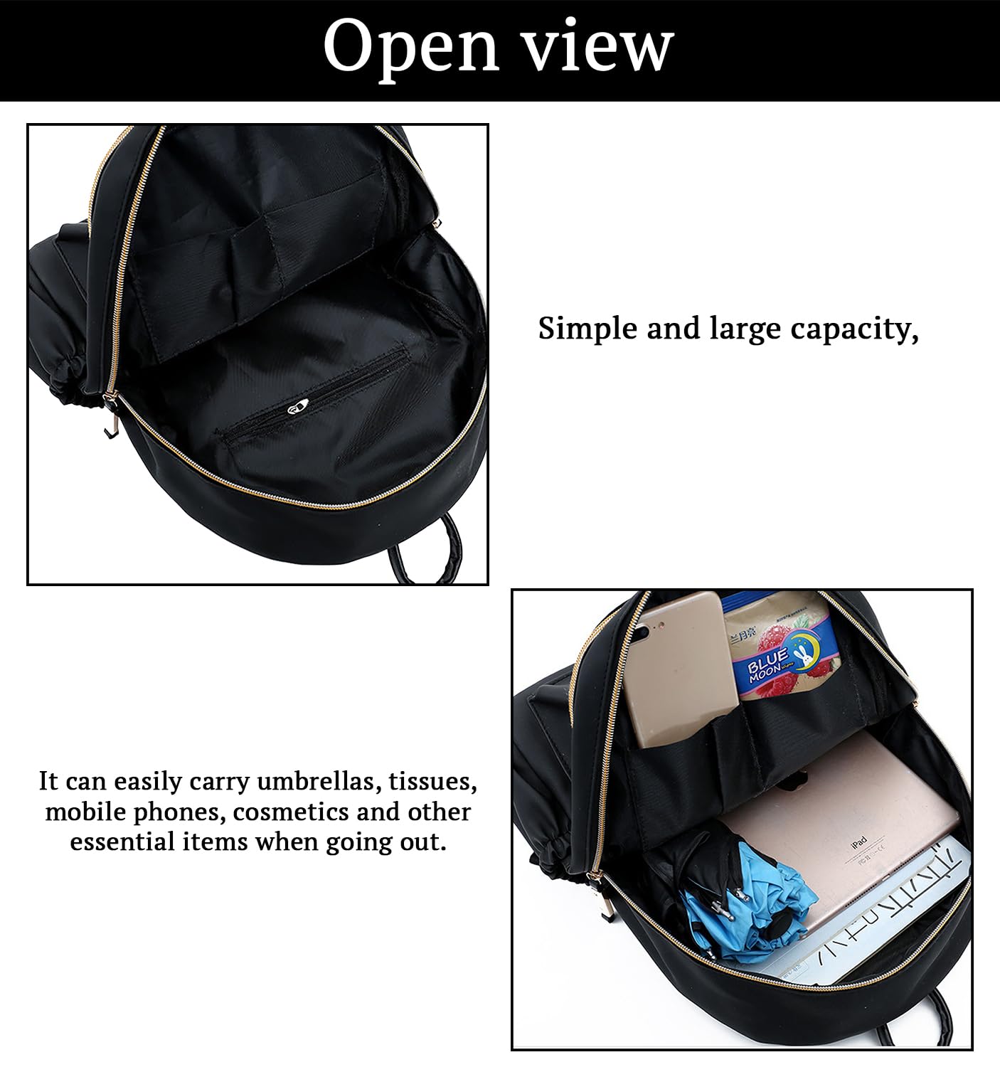 SYGA Women's Bags Backpacks Fashion Simple And Versatile Oxford Cloth Women's Bags(Black)