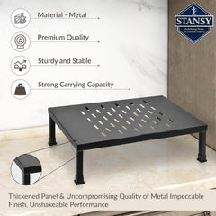 STANSY Microwave Oven Stand, Heavy-Duty Metal Shelf for Countertop, Black, Space-Saving Kitchen Storage Rack