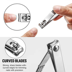SYGA Nail Pack of 3 Clipper Set - Premium Silver Stainless Steel Deluxe Fingernail and Toenail Clipper Cutter