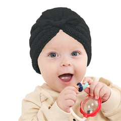 SYGA Baby Cap Unisex Turban Bow Cap Winter Knitted Hat streachable Ears Warm Wool Infant,Toddler 0-4 Years Beige