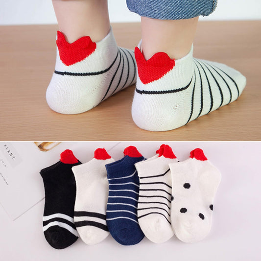 MOMISY 5 Pairs Baby Kids Girl Boys Tube Socks Toddlers Comfortable Ankel Length gifts (Love, 1 to 3 year)