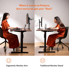 Artikel Double Monitor Desk Mount | Adjustable Heavy Duty Monitor Arms | VESA Mount with C Clamp & Grommet Mounting Base | Computer Monitor Stand for Screen up to 27 inch | Table Mounted | Black