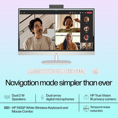 HP All-in-One, Intel Core Ultra 5 125U (16GB DDR5,1TB SSD) IPS, 300 nits, Anti-Glare, 27inch(68.6cm) FHD, Win11, M365, Office24, Shell White, 6.72kg, FHD IR tilt Camera w/Privacy shuttter, 27-cr1027in