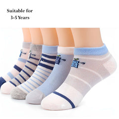 MOMISY 5 Pairs Baby Kids Girl Boys Tube Socks Toddlers Comfortable Ankel Length gifts (SmilingRobot, 3 to 5 year)