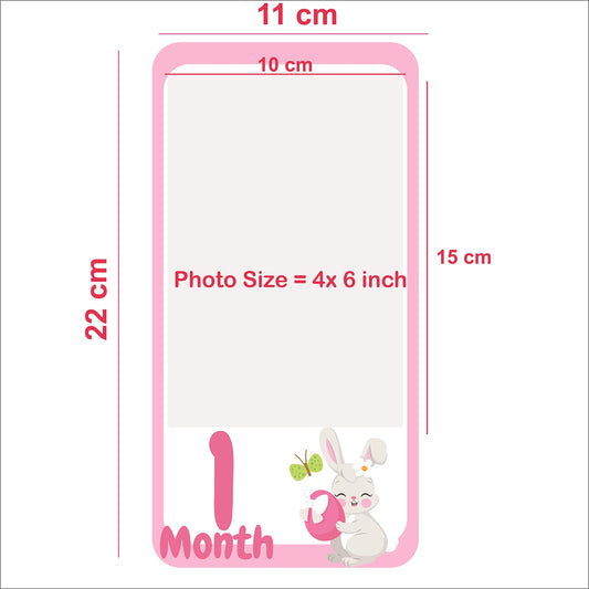 SYGA 1 to 12 Month Animal Photo Banner for Your Baby with Front Side Photo Space & Sweet Memory Writing Space Back Side of Banner
