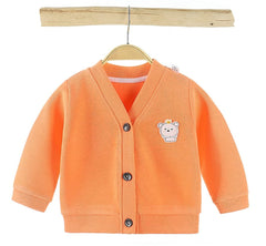 MOMISY Cotton Blend Baby Boy & Girls Sweater Jacket Front Open V Neck Cardigan-6 Months To 4 Years, Blue Green Pink Yellow (Orange, 3-4 Years)