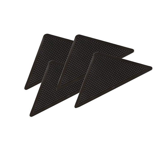 SYGA 4 Pieces Black Rug Gripper -Anti Curling Non Slip Area Reusable Carpet Sticker