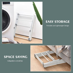STANSY Foldable Clothes Drying Rack, Multi-Tier Metal Laundry Stand, White, Space Saving, Portable, Indoor Outdoor Use for Balcony Bathroom Home
