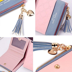 SYGA Pink/PU Leather/Bifold Wallet/Card Holder/Clutch/Purse for Women/Ladies/Female/Pack of 2 pieces/Size: 11 * 9 CM