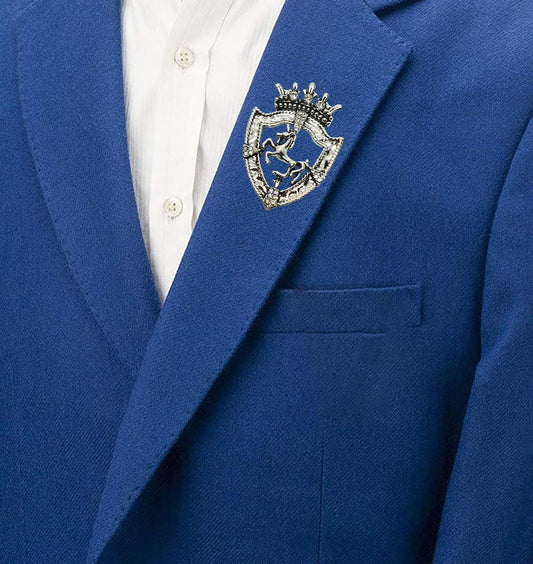 SYGA Brooch Cross-Border Alloy Retro Boys Clothing Corsage Pin Men's Chest Suit Accessories(Ancient Silver)