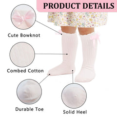 MOMISY Baby Girl's 3 Pairs of Baby Spring Winter And Autumn Combed Cotton Long Tube Knee-High Socks (RedBlackPink, 1-2Y)