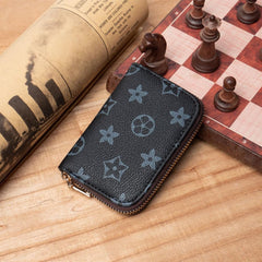 SYGA New Chex Design Card Bag Fashion Multi-Card Business Card Bag Zipper Coin Purse Card Holder Supports(Star-Grey-Style-2)
