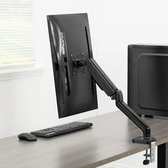 Jin Office Single Monitor Gas Spring Arm | Supports 13-32" Screen| 10KG Weight Capacity| Height Adjustable Desk Mount| Monitor Stand with Gas Spring Adjustment (Black)