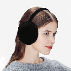 SYGA Winter Earmuffs Fashion Faux Fur Fluffy Soft Warm Earmuffs for 5 to 10 Years Kids for Outdoor Activities, School, Morning Walk- Black