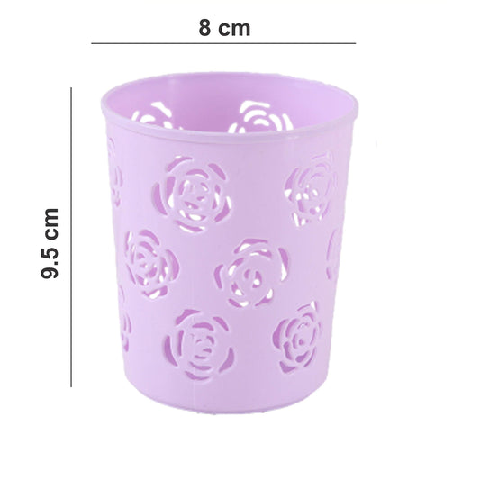 SYGA 4 Pieces Plastic Round Shape Storage Pen Holder_Purple