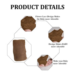 MOMISY Baby Photography Photoshoot Blanket, Newborn Photo Props Swaddle Wrap, Breathable Pack of 1 (Dark Khaki, Baby)