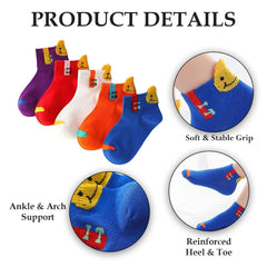 MOMISY 5 Pairs Baby Kids Girl Boys Tube Socks Toddlers Comfortable Ankel Length gifts (HappySmile, 3 to 5 year)